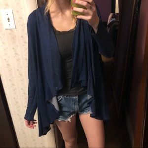 Navy Blue Draped Flowy Cardigan